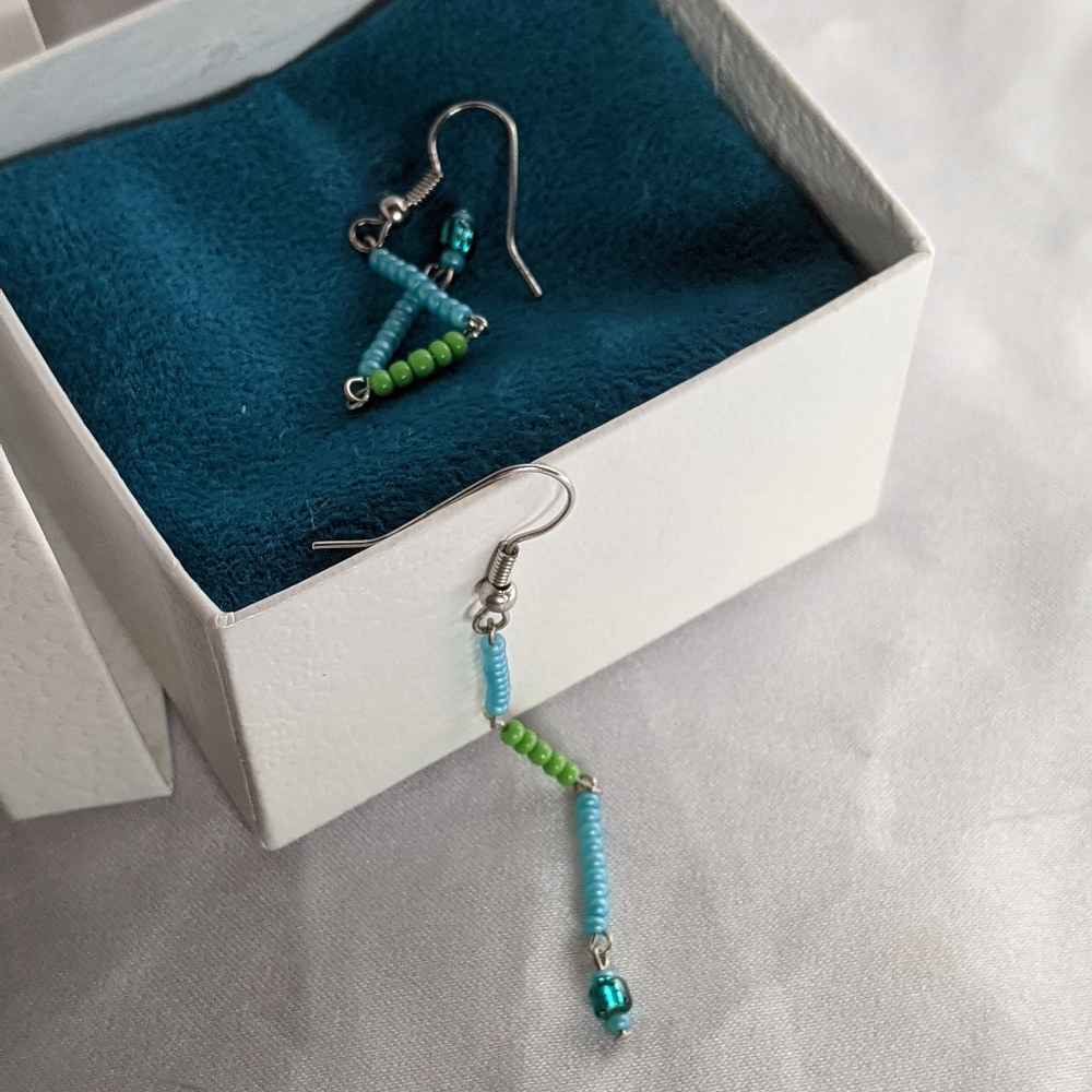 Handmade Pony Bead Dangle Earrings